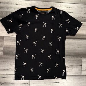 Denim & Flower Black and White Halloween Skeleton dabbing